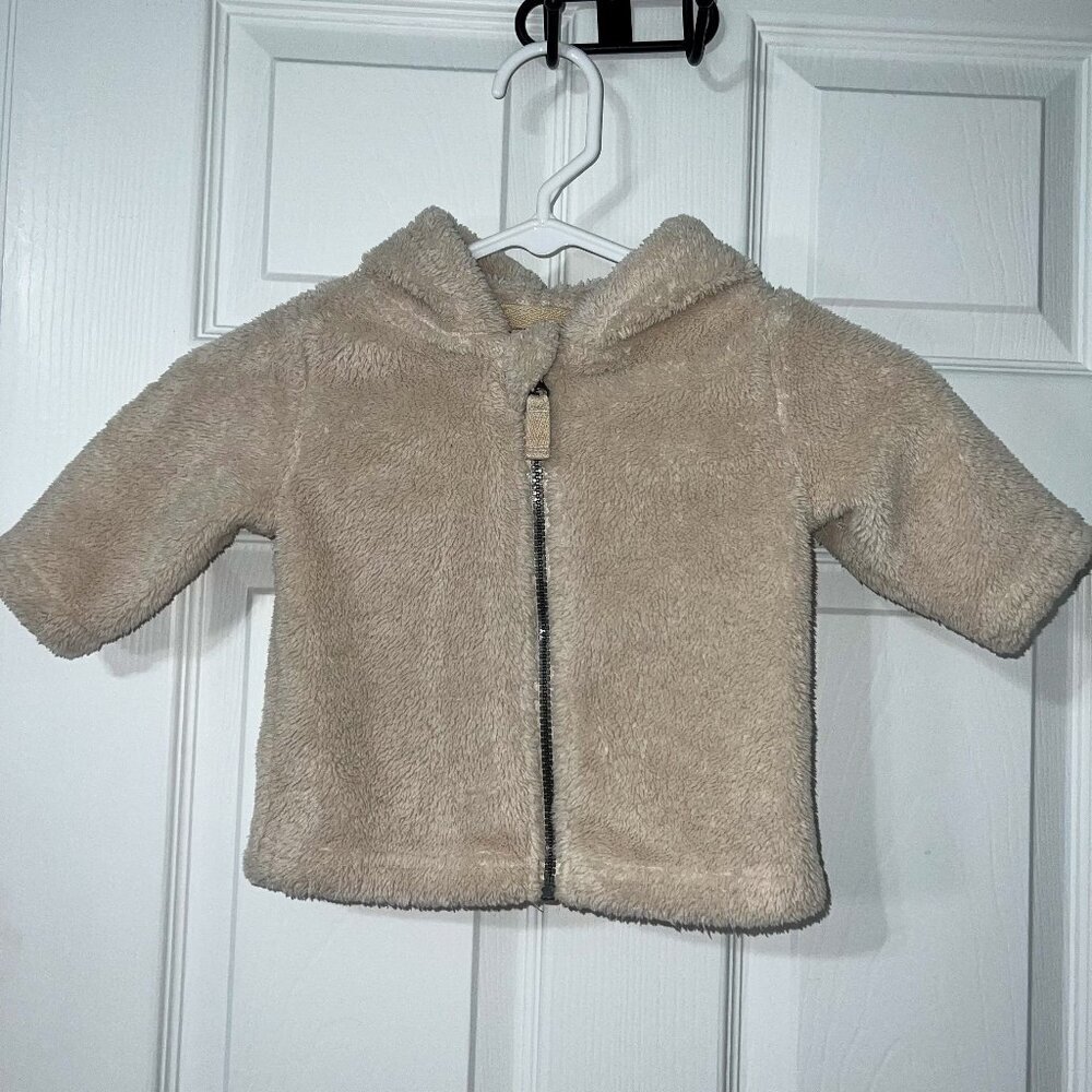 Hanna Andersson Cream Sherpa Full Zip Jacket Size 6-12 Months